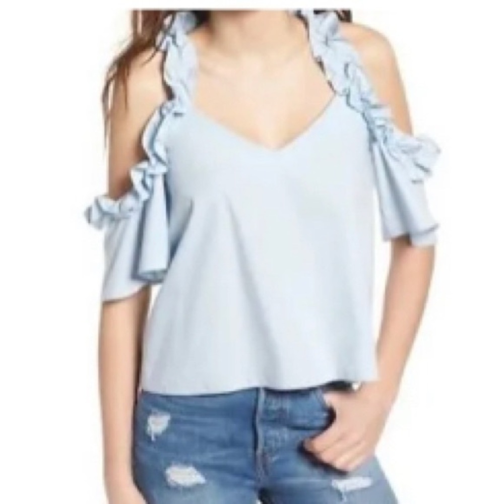 Topshop Cold Shoulder Ruffle top US 2 UK 6